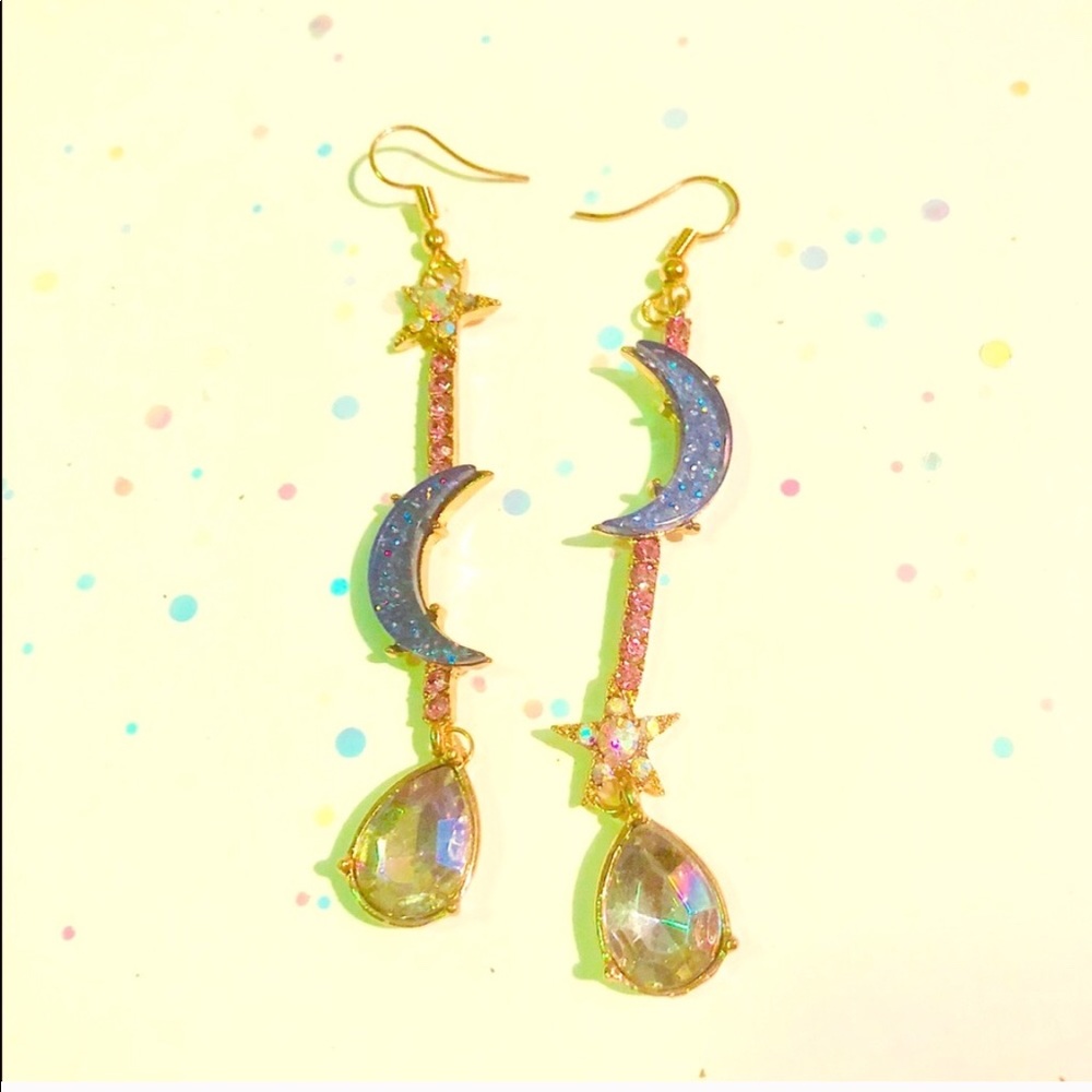 Super Unique And Pretty Moon Star Earrings.